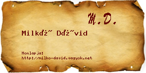 Milkó Dávid névjegykártya